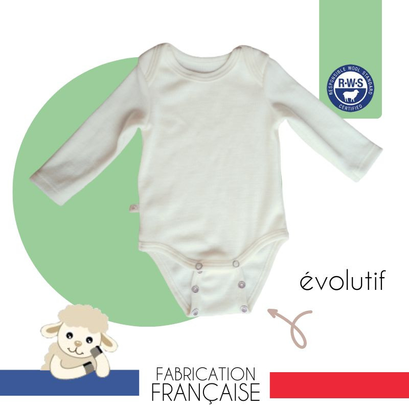 Body bébé évolutif made in France laine mérinos