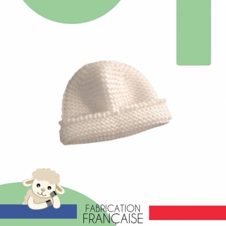 Bonnet de naissance en laine merinos made in France
