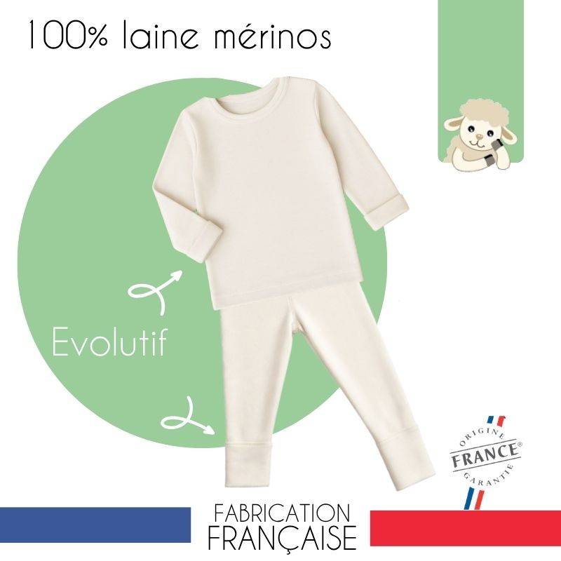 Pyjama enfant évolutif laine mérinos width=