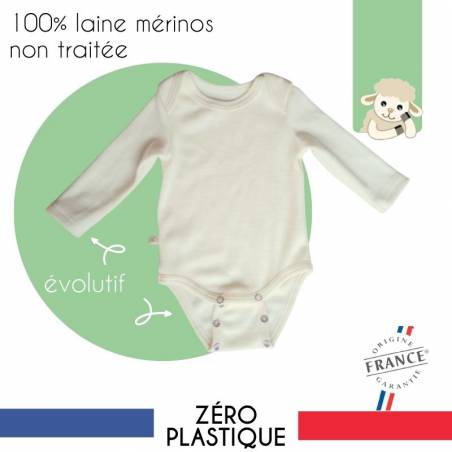 Body bébé évolutif made in France laine mérinos