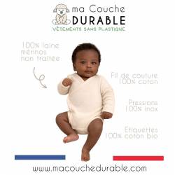 body naissance cache-cœur doux laine mérinos bebe