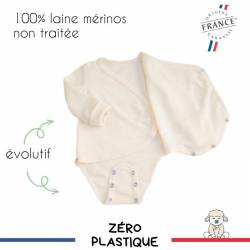 Body naissance cache-cœur 100% laine mérinos