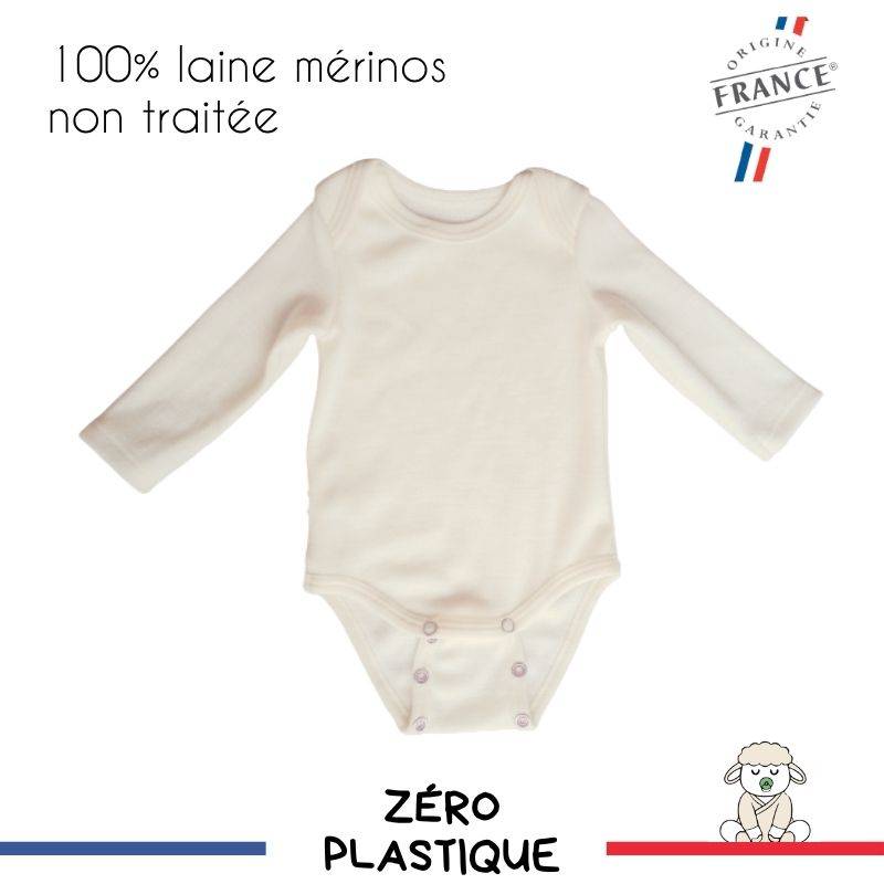 Body bébé évolutif made in France laine mérinos width=