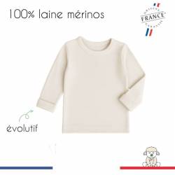 T-shirt enfant manches longues  made in France laine mérinos
