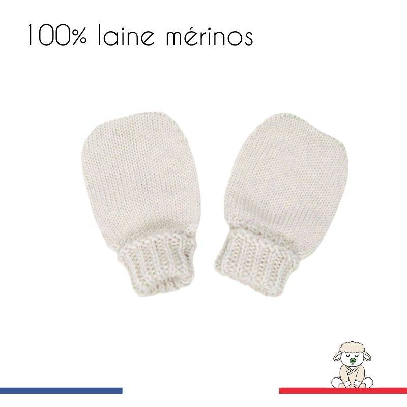 moufles bébé naissance en laine mérinos width=