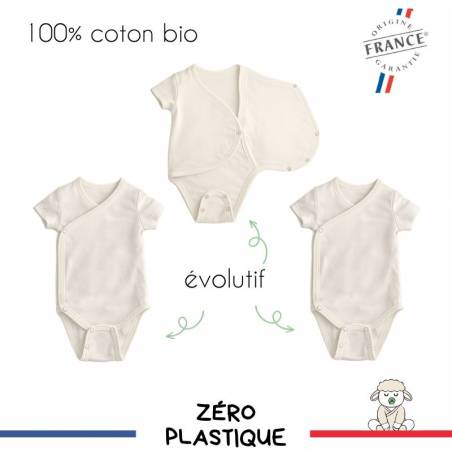 lot 3 bodys naissance coton bio made in france