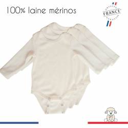 Lot de 3 bodies bébé évolutifs 100% laine mérinos