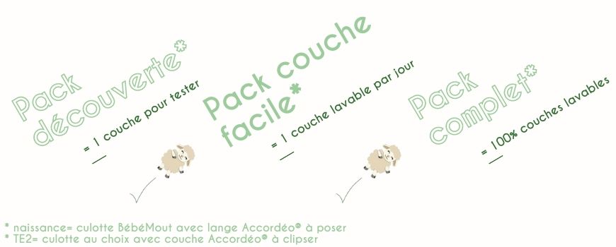 differents packs couches lavables