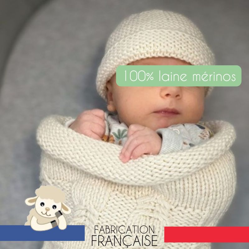 bonnet naissance bébé en laine mérinos