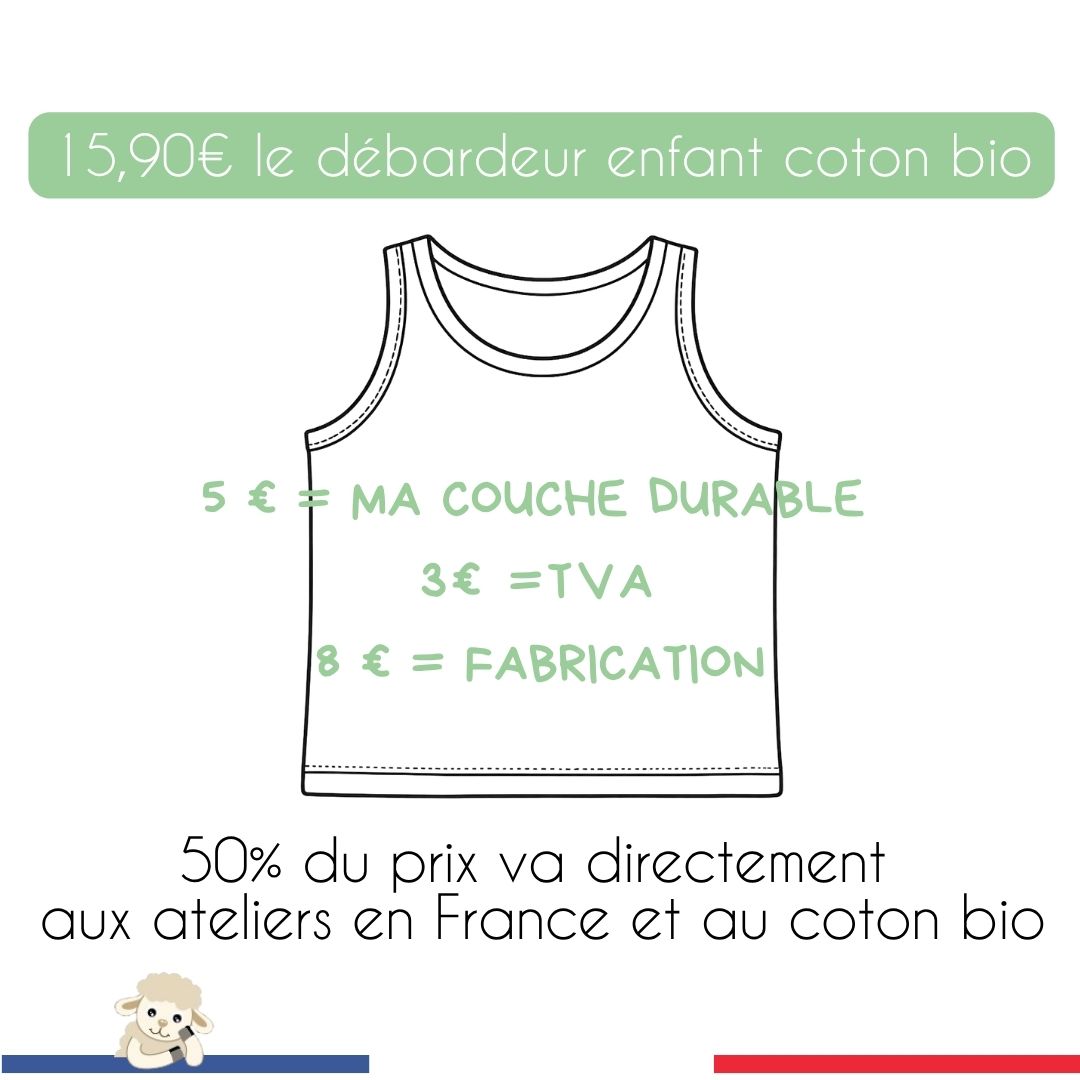 prix débardeur enfant 100% coton bio made in france